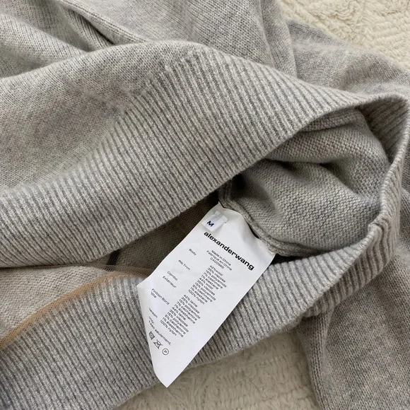 Alexander Wang over the shoulder illusion tulle sweater in grey - Picture 7 of 8